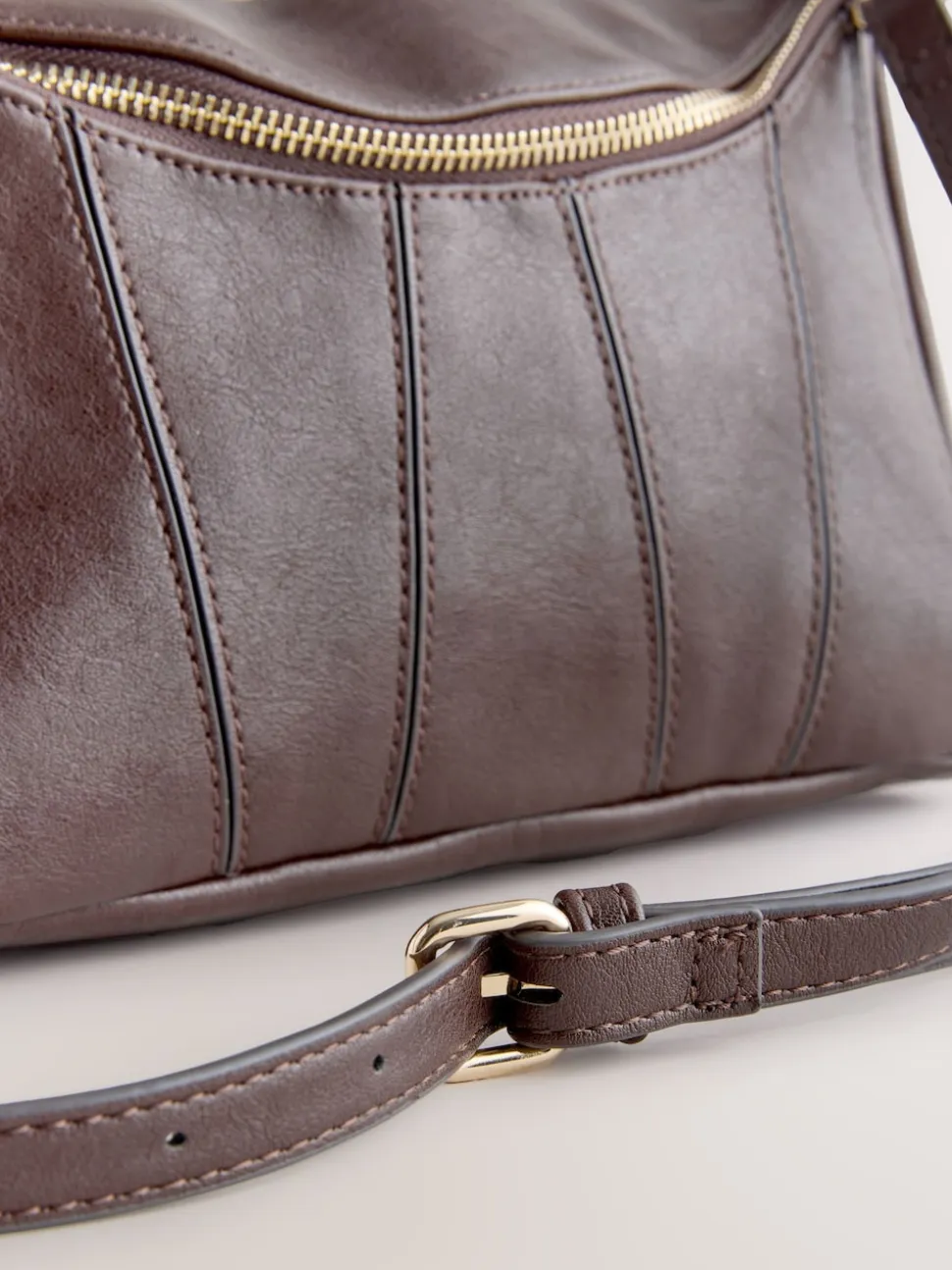 Chocolate Brown Panel Cross-Body Bag