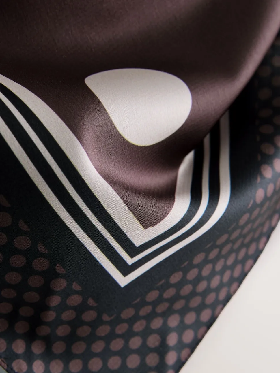 Chocolate Brown Polka Dot Satin Square Scarf