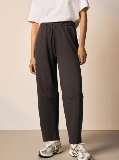 Chocolate Brown Premium Heavyweight Slinky Barrel Leg Joggers