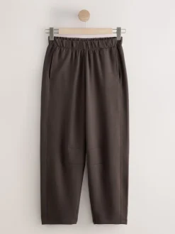 Chocolate Brown Premium Heavyweight Slinky Barrel Leg Joggers