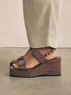 Chocolate Brown Premium Leather Craft Wedge Heels