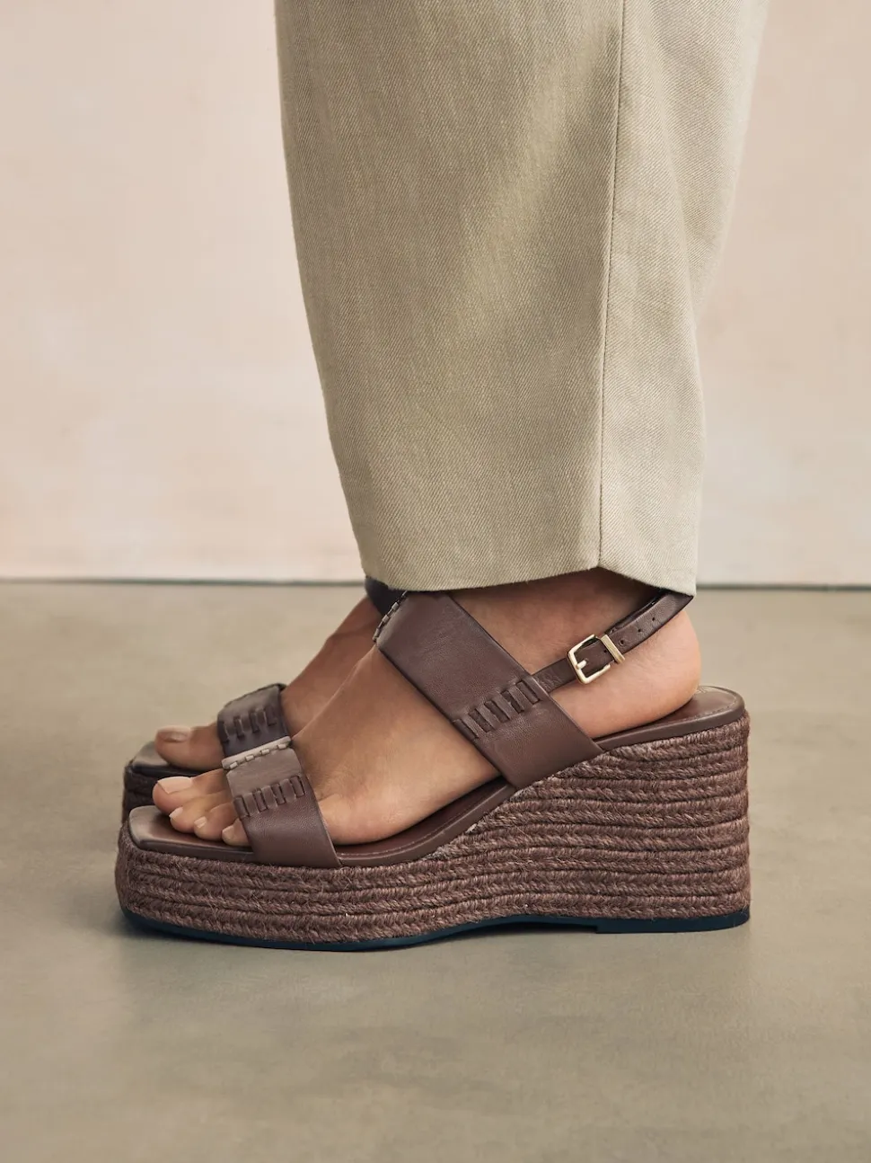 Chocolate Brown Premium Leather Craft Wedge Heels