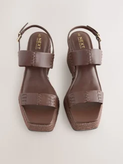 Chocolate Brown Premium Leather Craft Wedge Heels