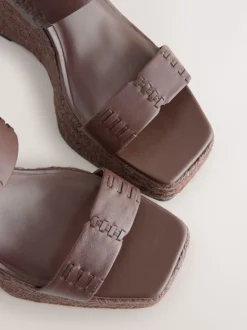 Chocolate Brown Premium Leather Craft Wedge Heels
