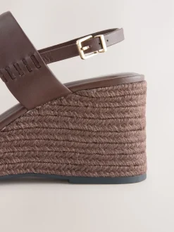 Chocolate Brown Premium Leather Craft Wedge Heels