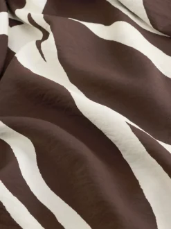 Chocolate Brown Print V-Neck 3/4 Length Sleeve Maxi Kaftan Dress