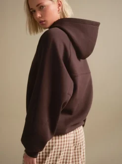 Chocolate Brown Relaxed Fit Heavyweight Longline Hoodie