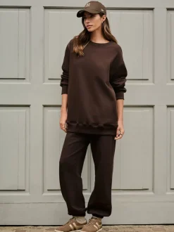 Chocolate Brown Relaxed Fit Essentials Longline Sweatshirt with Pockets