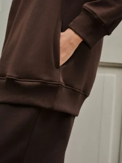 Chocolate Brown Relaxed Fit Essentials Longline Sweatshirt with Pockets
