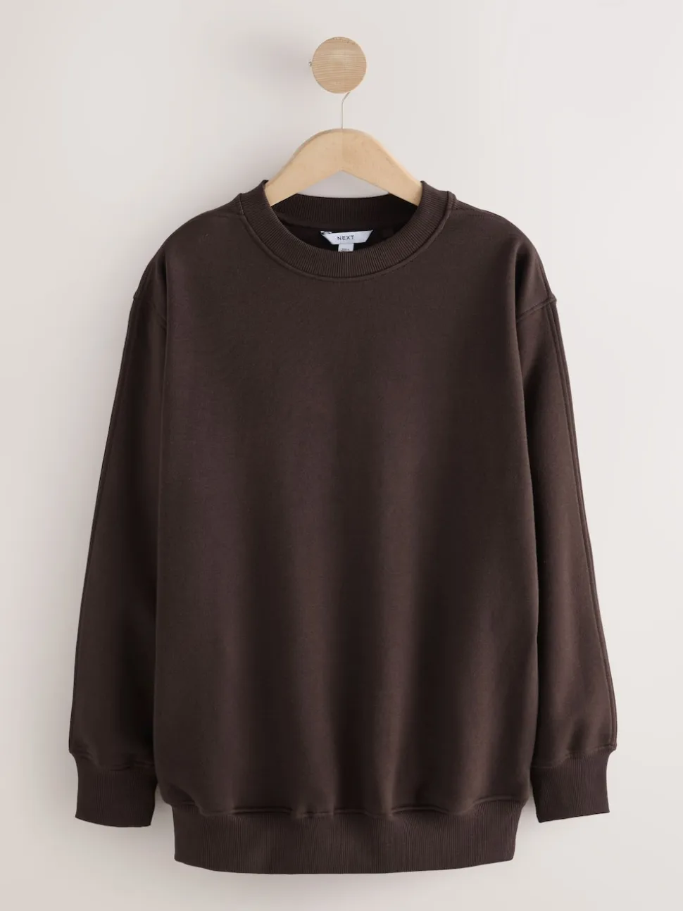 Chocolate Brown Relaxed Fit Essentials Longline Sweatshirt with Pockets