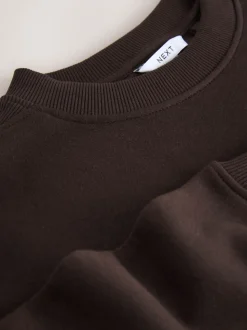 Chocolate Brown Relaxed Fit Essentials Longline Sweatshirt with Pockets