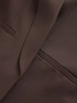 Chocolate Brown Relaxed Ruched Sleeve Blazer
