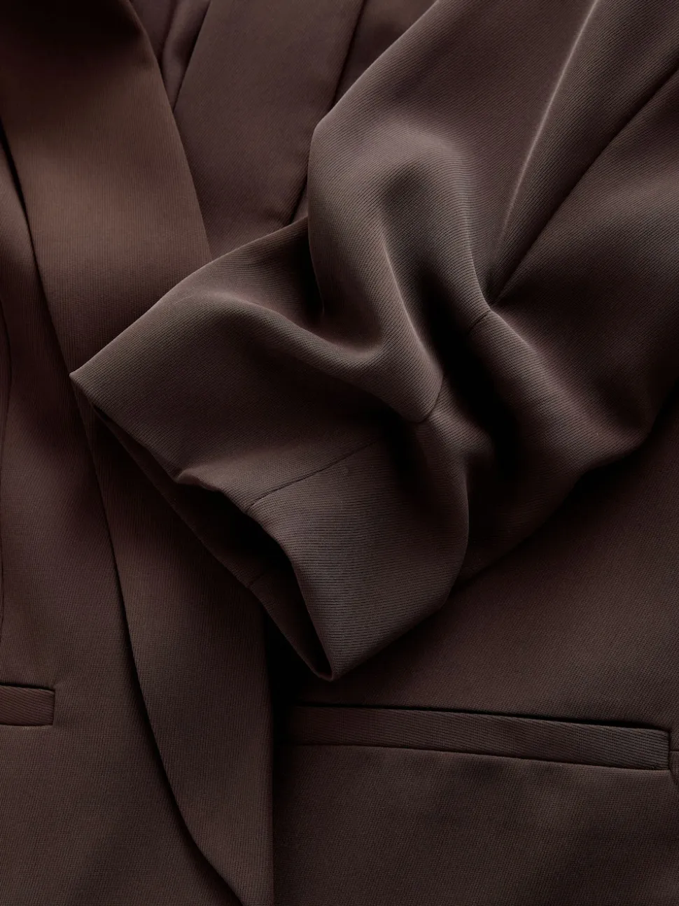 Chocolate Brown Relaxed Ruched Sleeve Blazer