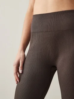 Chocolate Brown Ribbed Seamless High Waist Leggings