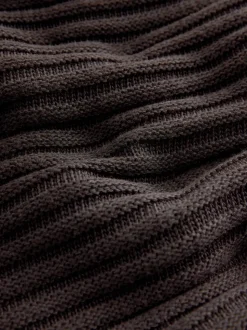 Chocolate Brown Ribbed V-Neck Knitted Jumper