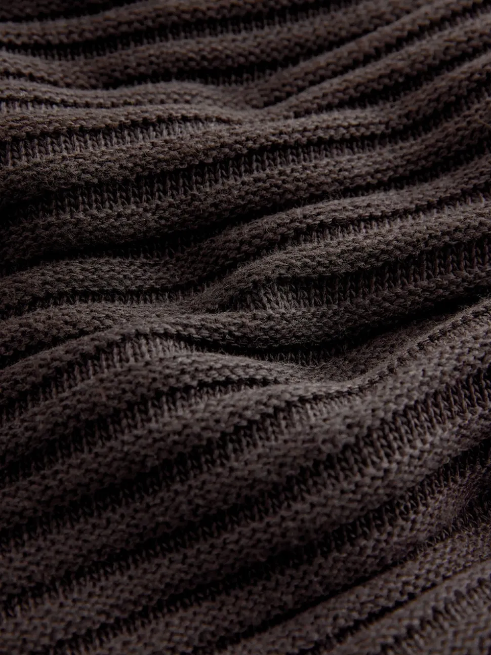 Chocolate Brown Ribbed V-Neck Knitted Jumper