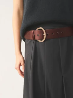 Chocolate Brown Satin Belt with Diamante Buckle