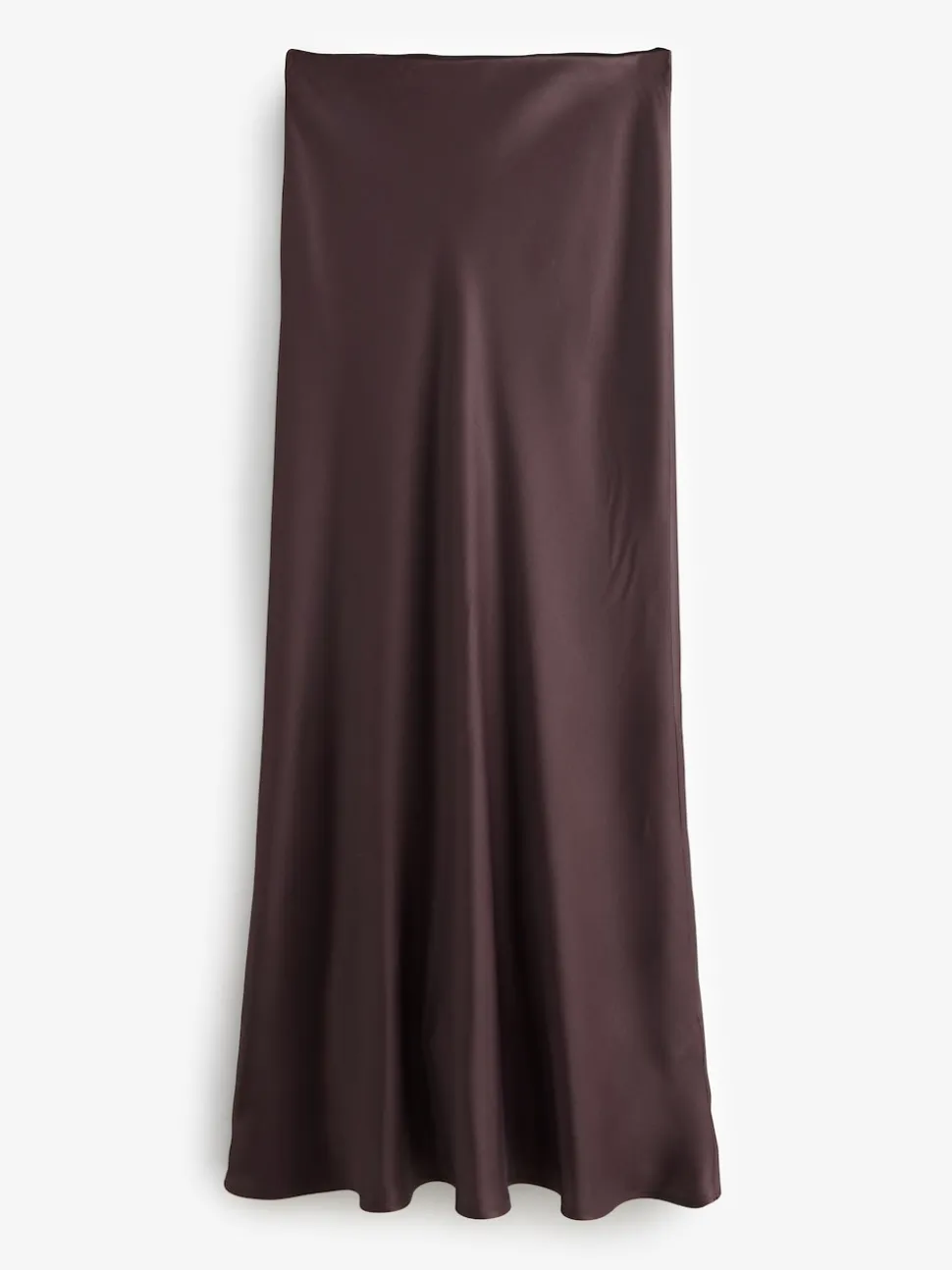 Chocolate Brown Satin Midi Skirt