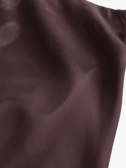 Chocolate Brown Satin Midi Skirt