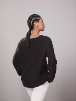 Chocolate Brown Scoop Neck Jumper With Wool