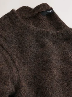 Chocolate Brown Scoop Neck Jumper With Wool