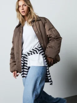 Chocolate Brown Shower Resistant Bomber Jacket