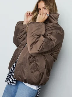 Chocolate Brown Shower Resistant Bomber Jacket
