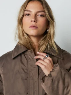 Chocolate Brown Shower Resistant Bomber Jacket