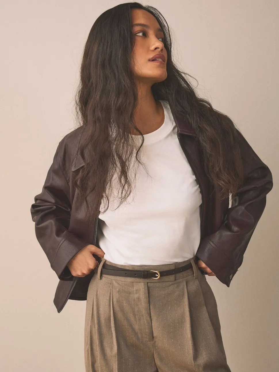Chocolate Brown Skinny Leather Belt
