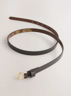 Chocolate Brown Skinny Leather Belt