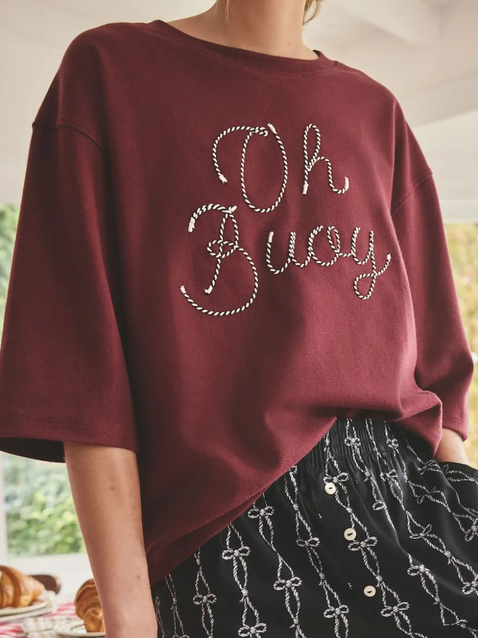 Chocolate Brown Slogan Short Pyjamas Set