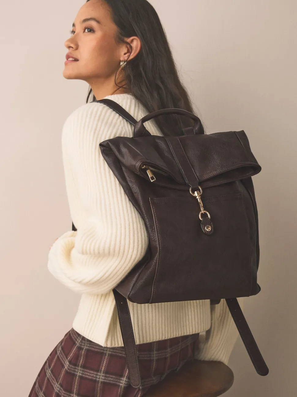 Chocolate Brown Slouchy Backpack