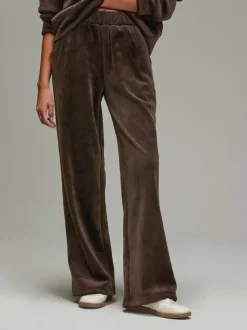 Chocolate Brown Soft Feel Cord Wide Leg Trousers