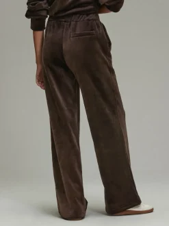Chocolate Brown Soft Feel Cord Wide Leg Trousers