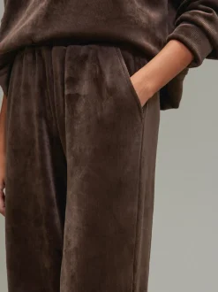 Chocolate Brown Soft Feel Cord Wide Leg Trousers