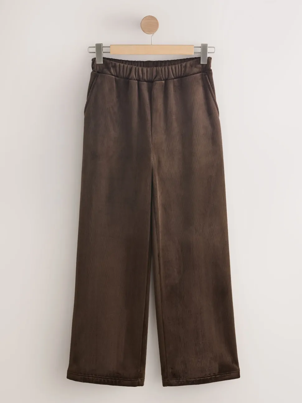 Chocolate Brown Soft Feel Cord Wide Leg Trousers
