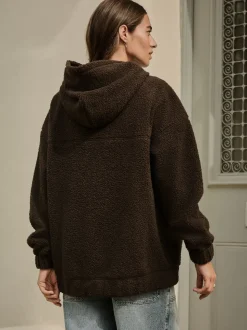 Chocolate Brown Soft Teddy Borg Longsleeve Hoodie