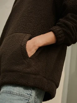 Chocolate Brown Soft Teddy Borg Longsleeve Hoodie