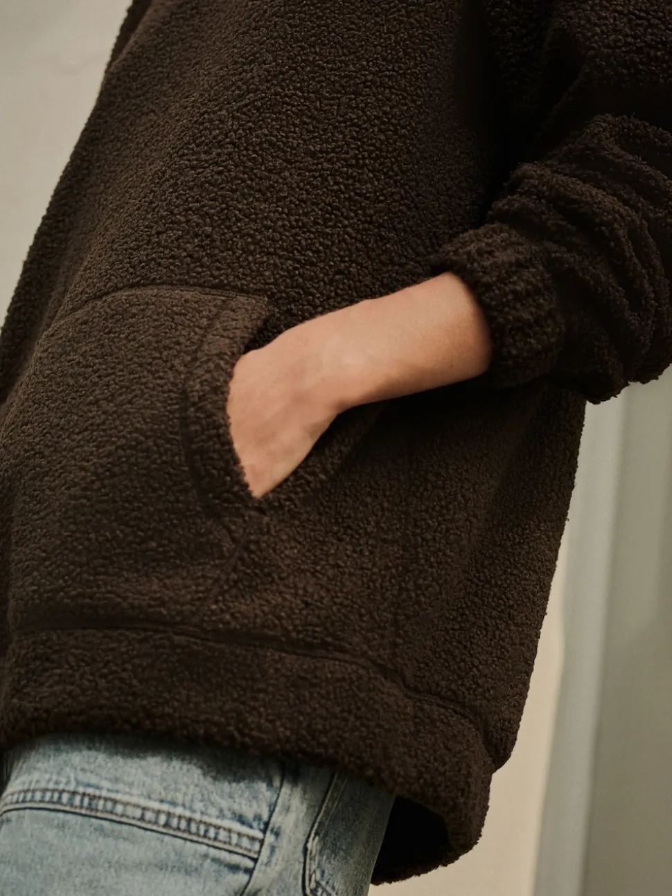 Chocolate Brown Soft Teddy Borg Longsleeve Hoodie