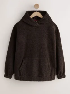 Chocolate Brown Soft Teddy Borg Longsleeve Hoodie