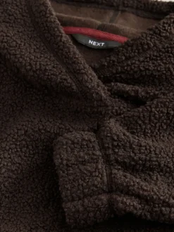 Chocolate Brown Soft Teddy Borg Longsleeve Hoodie