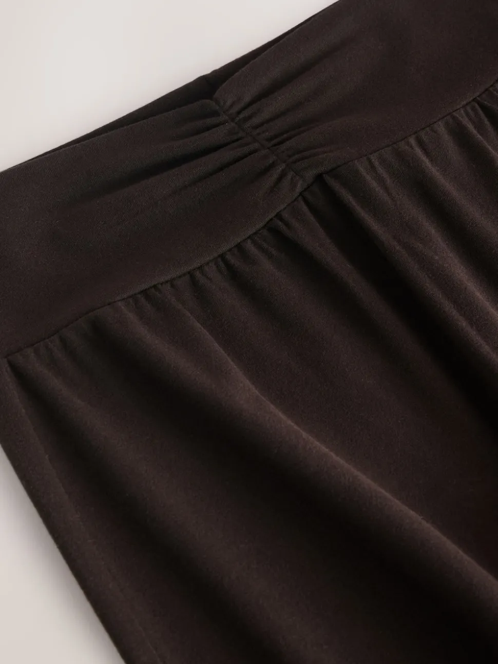 Chocolate Brown Soft Touch Rib Ruched Flare Leggings
