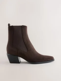 Chocolate Brown Standard/Wide Fit Chelsea Style Western Cowboy Boots