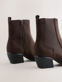 Chocolate Brown Standard/Wide Fit Chelsea Style Western Cowboy Boots
