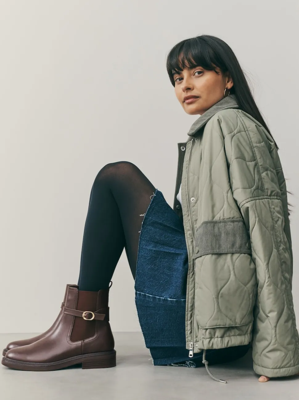 Chocolate Brown Standard/Wide Fit Buckled Chelsea Boots