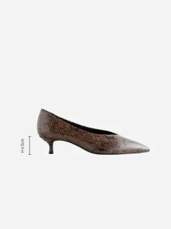 Chocolate Brown Standard/Wide Fit Point Toe Low Kitten Heels Shoes