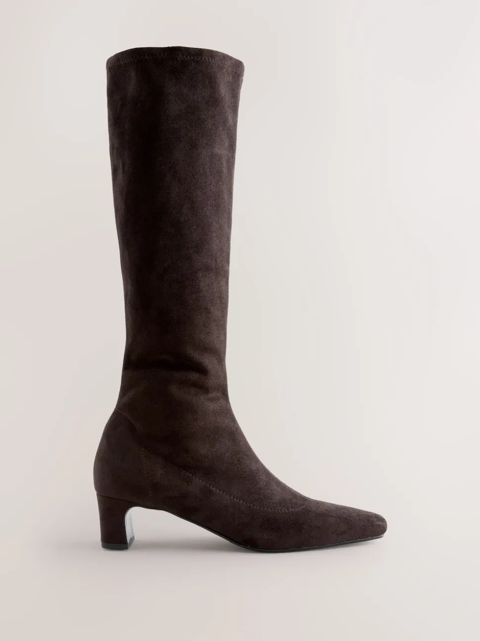 Chocolate Brown Standard/Wide Fit Forever Comfort® Chisel Toe Knee Sock Boots