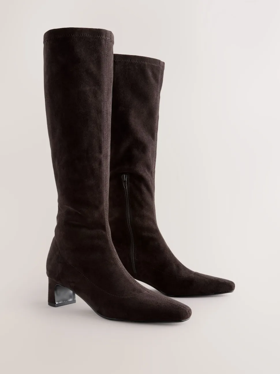 Chocolate Brown Standard/Wide Fit Forever Comfort® Chisel Toe Knee Sock Boots