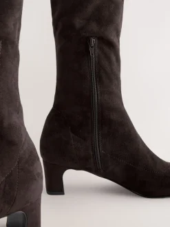 Chocolate Brown Standard/Wide Fit Forever Comfort® Chisel Toe Knee Sock Boots