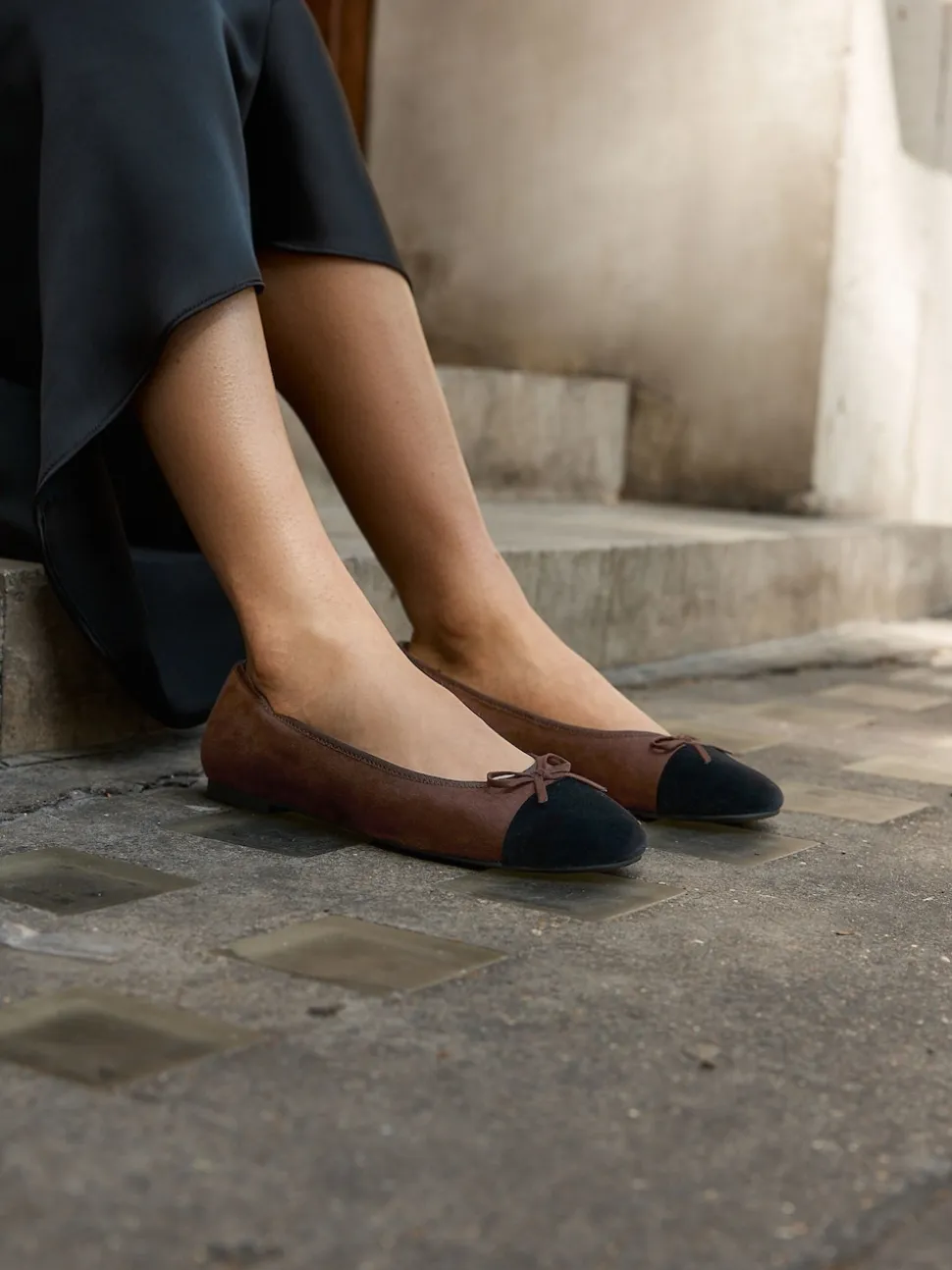 Chocolate Brown Standard/Wide Fit Round Toe Ballerina Shoes